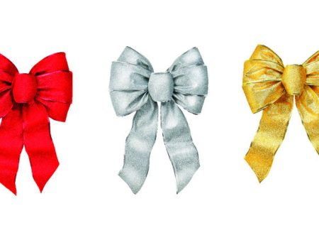 Holiday Trims Assorted 7 Loop Christmas Bow 8.5 in. For Sale