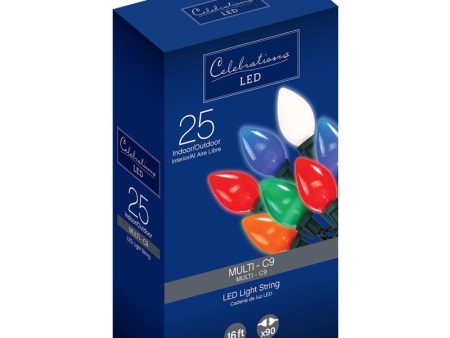 Celebrations LED C9 Multicolored 25 ct String Christmas Lights 16 ft. Online now