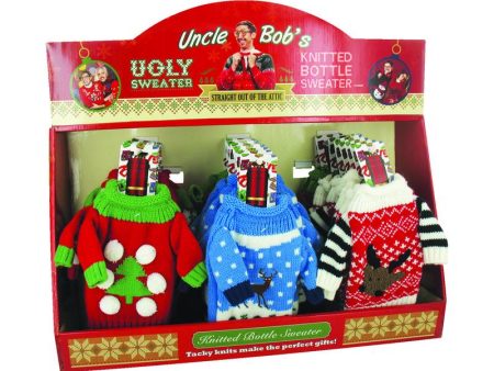 Uncle Bob s Christmas Ugly Bottle Sweater Polyester 1 pk Online