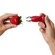 Chef n Stem Gem Red Green Stainless Steel Strawberry Stem Remover Hot on Sale