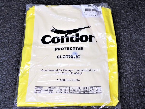 CONDOR Flame Resistant Rain Jacket, Polyurethane, M, Yellow (SQ7536194-WT18) on Sale