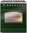 Nostalgie II 30 Inch Dual Fuel Liquid Propane Freestanding Range in Emerald Green with Bronze Trim For Cheap